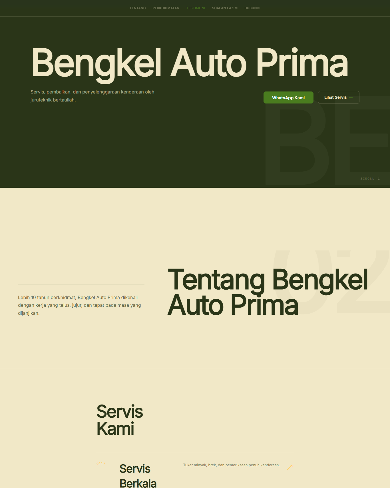 Pratonton website Bengkel Kereta dibina dengan KadMe