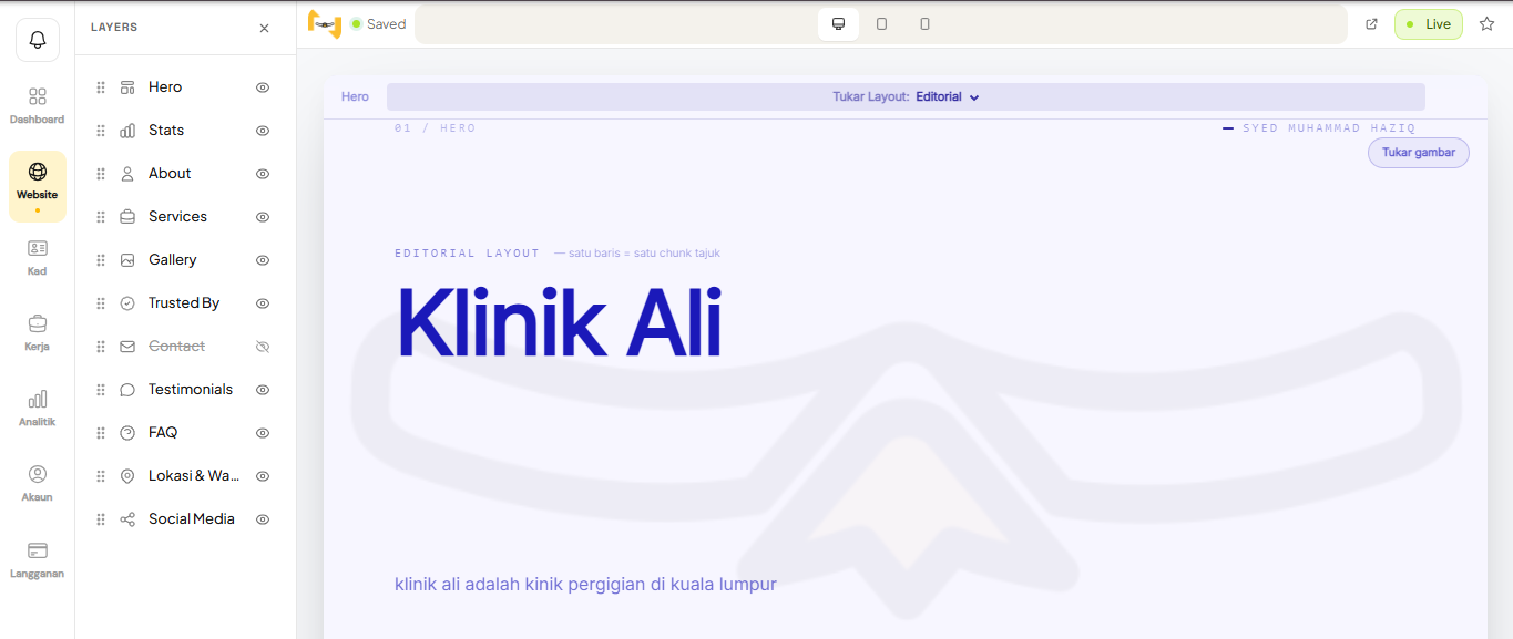 Pratonton pembina website KadMe